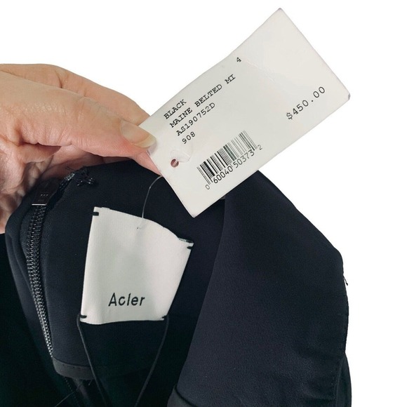 Acler Maine Draped Midi Dress Black Size US 4 New With Defects $450 - Picture 12 of 16